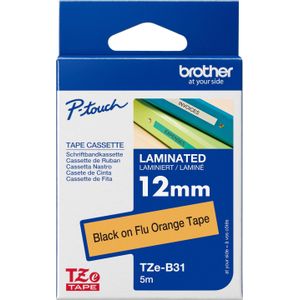 Brother TZE-B31 labelprinter-tape Zwart op fluorescerend oranje