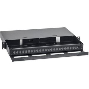 Triton RAC-FO-X74-A1 - Pull-out opto patchpaneel 1U voor 24 CS-connectoren, RAL 9005, grijs, Server accessoires, Grijs