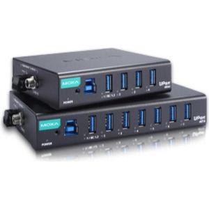 Moxa UPORT 407-T W/O ADAPTER - Industriële USB-hub met 7 poorten, zonder adapter, -40 tot 85 °C (7 ports), Docking station + USB-hub