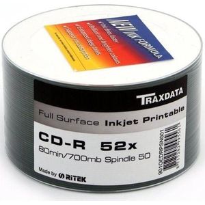 Traxdata - CD-R - 700 MB - 52x - 50 stuks - Optische Gegevensdrager