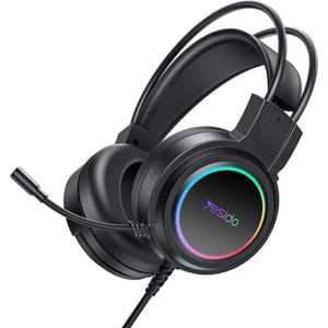 Yesido - Wired Headphones (EK05) - for Gaming, USB, with Microphone, RGB LED Lights - Black, Gaming headset, Zwart