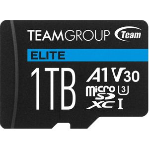 Team Electronic ELITE A1 Flash-geheugenkaart (SD-adapter meegeleverd) (microSD, 1000 GB, U3, UHS-I), Geheugenkaart
