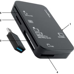 CoolBox COO-CRE-4AC (USB), Geheugenkaartlezer, Zwart