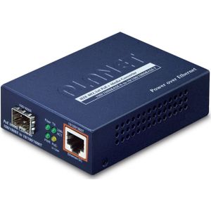 Planet 802.3at PoE Media Converter SFP 10/100/1000Base-T naar SFP Open Slot Incl. PSU Zonder SFP Module, Data converter