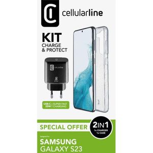 Cellularline Oplaadset met koffer (25 W), USB-lader, Transparant, Zwart