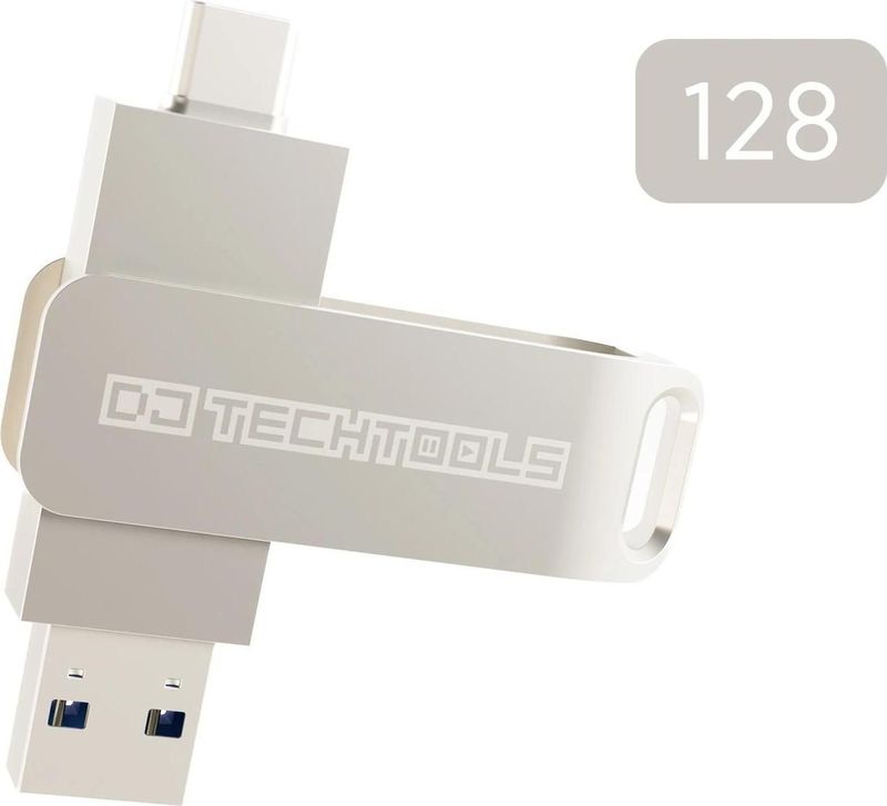 DJTechTools Chroma Drive USB - 128GB - Chrome (128 GB, USB-A), USB-stick, Zilver