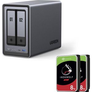 Ugreen NASync DXP2800 NAS System 2-Bay + SEAGATE Festplatte 16 TB (2 x 8 TB) (2 x 8 TB), Netwerkopslag