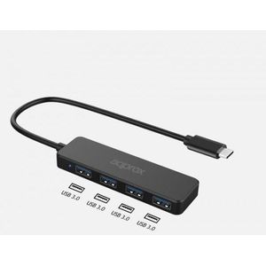Approx APPC54 (USB-A, 4 ports), Docking station + USB-hub, Zwart