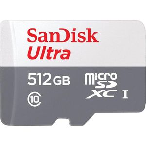 SANDISK CS/512GB Ultra microSDXC UHS-I (512 GB, microSDXC, U1, UHS-I), Geheugenkaart, Wit, Grijs
