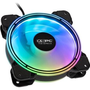 XSPC RGB serie 2 ARGB PWM ventilator (120 mm, 1 x), PC ventilator, Zwart