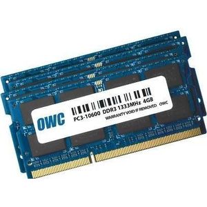 OWC - Geheugenupgradeset - Blauw - 16 GB - 4 x 4 GB PC10600 DDR3 1333MHz SO-DIMM
