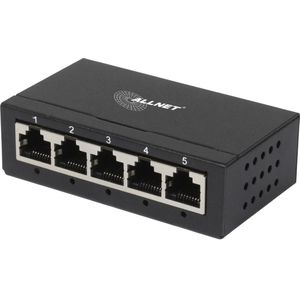 Allnet Switch onbeheerd Layer2 5-poorts o 5x 1GbE o Ventilatorloos o ALL-SG8005 (5 ports), Netwerkschakelaar, Zwart