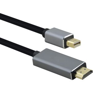 Helos Aansluitkabel, mini DisplayPort St./HDMI St., PREMIUM 4K, 3,0 m, zwart mini DisplayPort male/HD (3 m, HDMI), Videokabel