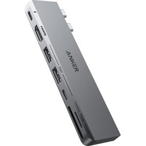 Anker 547 - USB-C Hub - Grijs - 7-in-2 - Voor MacBook - 40 Gbit/s