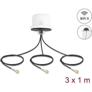 Delock 4G MIMO Dualband WiFi 6 Antenne 2 x SMA + 1 x RP-SMA (DECT, 4G, WiFi, 3G, GSM), Netwerkantenne