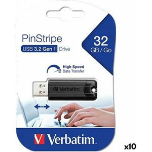 Verbatim USB Pendrive Pinstripe Schwarz 32 GB (32 GB, USB-A), USB-stick, Zwart