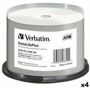 Verbatim DVD-R DATALIFE PLUS 4,7 GB 16x 50 Stücke (4 Stück) (50 x), Optische gegevensdrager