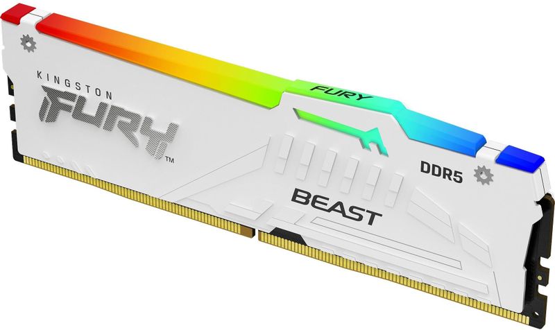 Kingston FURY Beest 16GB DIMM 5200MT/s DDR5 CL36 Wit RGB EXPO (1 x 16GB, 2600 MHz, DDR5 RAM, DIMM 288 pin), RAM, Wit