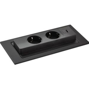 Evoline, Stopcontacten, BackFlip, mat zwart, Schuko