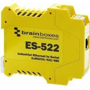 Brainboxes Industrieel Ethernet 2xRS232 (RS-232), Netwerkkaarten, Geel