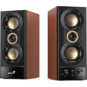 Genius SP-HF800BT Bluetooth luidspreker hout (1 paar, 20 W), HiFi + Home Cinema luidsprekers, Bruin
