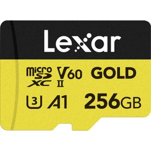 Lexar Professional GOLD UHS-II (256 GB, microSDXC, U3, UHS-II), Geheugenkaart, Geel, Zwart