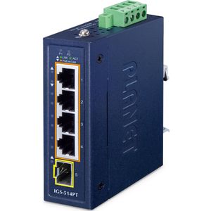 Planet - IGS-514PT - Netwerkschakelaar - 4-Port PoE + 1-Port SFP - Industrial