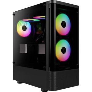 Gamdias Boitier Moyen Tour ATX Talos E3 CG RGB avec panneaux vitrés (Noir) (ATX), PC-behuizing, Zwart