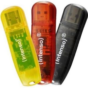 Intenso Rainbow Line 16GB 3-Pack (16 GB, USB-A), USB-stick, Rood, Zwart, Geel