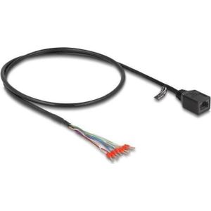 Delock Kabel RJ45 contactdoos naar adereindhulzen Cat.5e 50 cm zwart (CAT5e, 0.50 m), Netwerkkabel