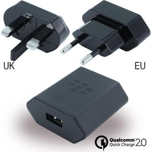 BlackBerry Lader USB EU UK NA Wereld Adapter (13.50 W, Snel opladen 2.0), USB-lader, Zwart