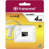 Transcend - Flashgeheugenkaart - Zwart - Micro SDHC - 4 GB - Klasse 4