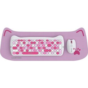 Canyon Kitty Edition HSET-W6 - Draadloze Toetsenbord Set - Ergonomisch Ontwerp - Verstelbare DPI - Roze