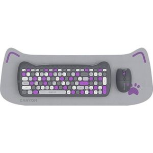 Canyon Kitty Edition HSET-W6 - Draadloze Toetsenbord Set - Ergonomisch Ontwerp - Verstelbare DPI - Violet