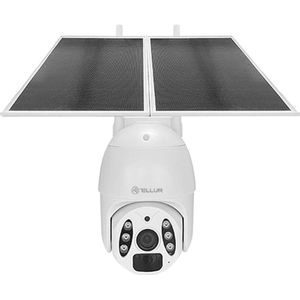 Tellur Slimme WiFi Solar Camera P&T 3MP, 2K UltraHD, PIR, 20W zonnepaneel, wit (2304 x 1296 Pixels), Netwerkcamera, Wit