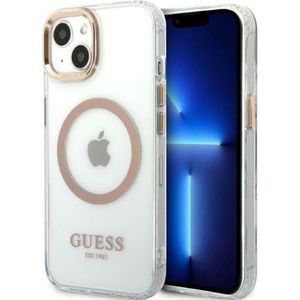 Guess GUHMP13MHTRMD iPhone 13 6,1"" złoty/goud hard case Metal Outline Magsafe (iPhone 13), Smartphonehoes, Goud, Transparant