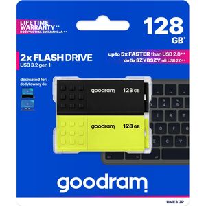 Goodram 2-PACK UME3-1280MXR11-2P USB flash drive 256 GB USB Type-A 3.2 Gen 1 (3.1 Gen 1) Zwart, Rood, Wit, Geel