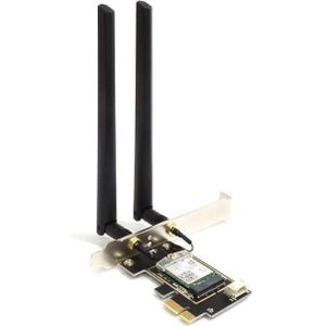 Alfa Network AIT-AX210 - WiFi 6E en Bluetooth 5 kaart met 2x dipoolantennes (PCIe, USB 2.0), Netwerkkaarten