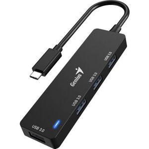 Genius - 4-poorts USB-C Hub - 4 x USB 3.0 Type-A - Plug and Play