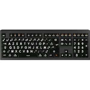 Logickeyboard XL-Print Astra 2 Wit op Zwart FR (Mac) (FR, Bedraad), Toetsenbord, Zwart