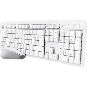 Trust Ody II Keyboard and Silent Wireless Mouse Pack White AZERTY (FR) (FR, Draadloze), Toetsenbord, Wit