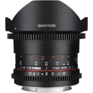 Samyang 8mm T3.8 CSII VDSLR II Sony A-Mount (Sony A, APS-C / DX), Objectief, Zwart