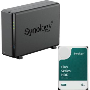 Synology DiskStation DS124 1 Einschub NAS-Server Leergehäuse + 1x Plus 3.5"" SATA 6Gb/s... (1 x 4 TB), Netwerkopslag