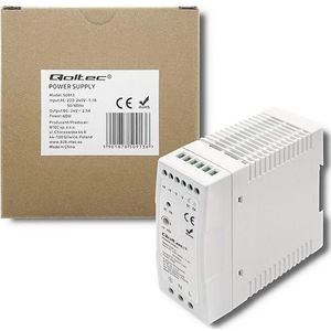 Qoltec DIN rail voeding 60W 24V 2 5 A Wit Slank (60 W), PC-voedingseenheid, Wit