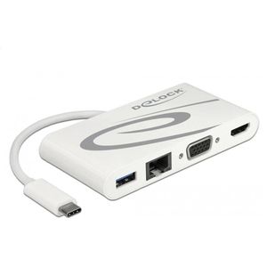 Delock Docking station USB Type-C 3.1 (USB C), Docking station + USB-hub, Wit