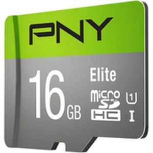 PNY - Elite - microSDHC-kaart - Groen - 16 GB - UHS-I U1