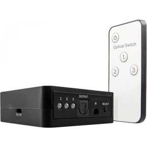Lindy Optische audioschakelaar met 3 poorten (TOSLINK), Geluidskaart, Zwart