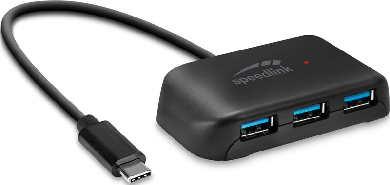 Speedlink - SNAPPY EVO - USB-hub - Zwart - 4-poorts met 3x USB-A en 1x USB-C, gegevensoverdracht tot 5 Gbit/s