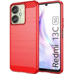 Cover-Discount Xiaomi Poco C65 / Redmi 13C - Metalen look hoesje rood (Poco C65), Smartphonehoes, Rood