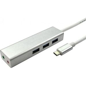 Cables Direct CDL USB C-3-poort USB 3 hub+2x3,5 mm (USB-C), Docking station + USB-hub